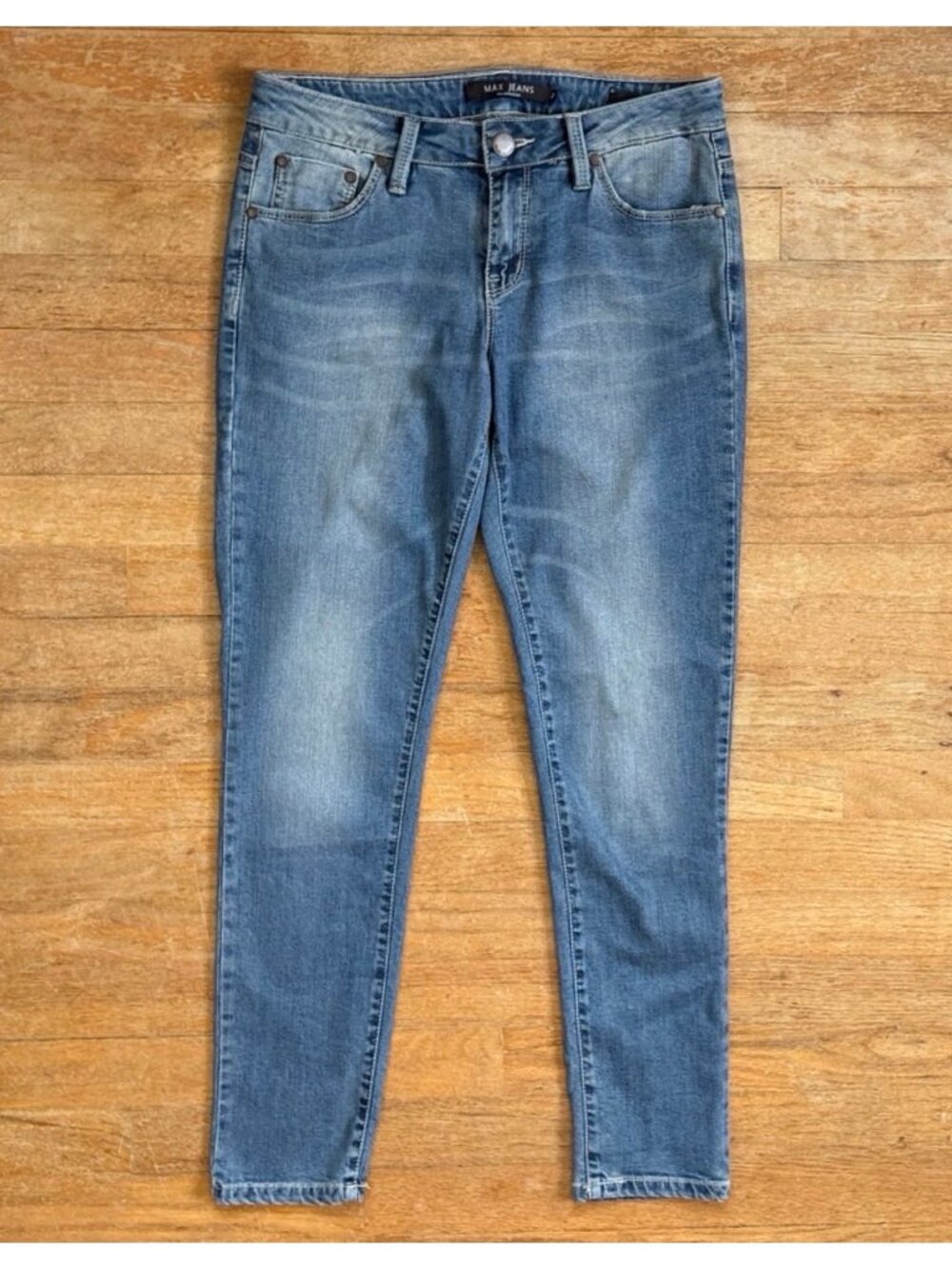 Max Jeans Size 2 Cropped Ankle Skinny Faded Stretch Denim Blue Low Rise